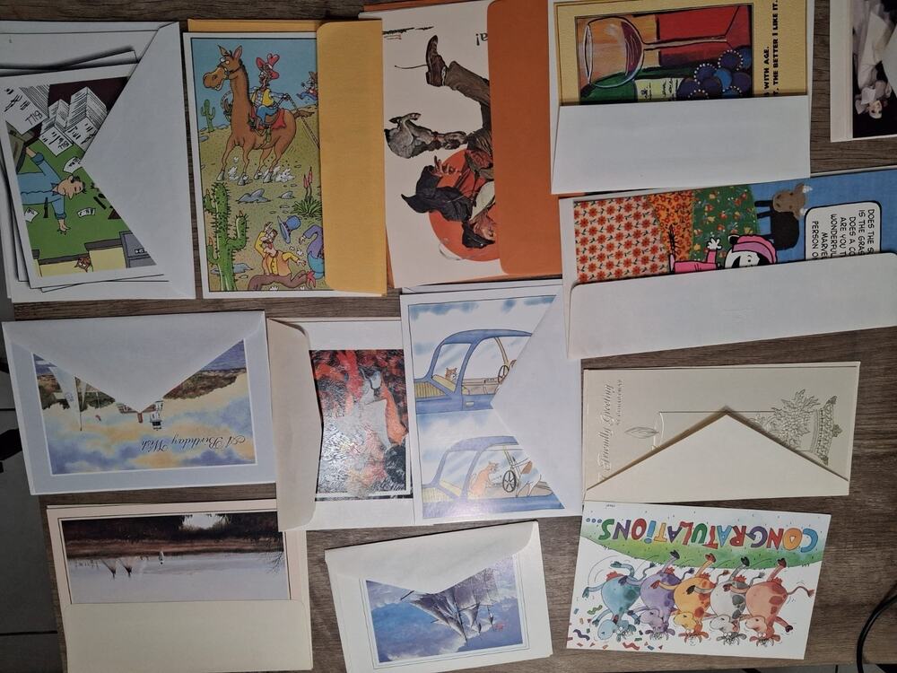 Lot of 13 Vintage Greeting Cards Peanuts Leanin Tree Trader Joe's Humor